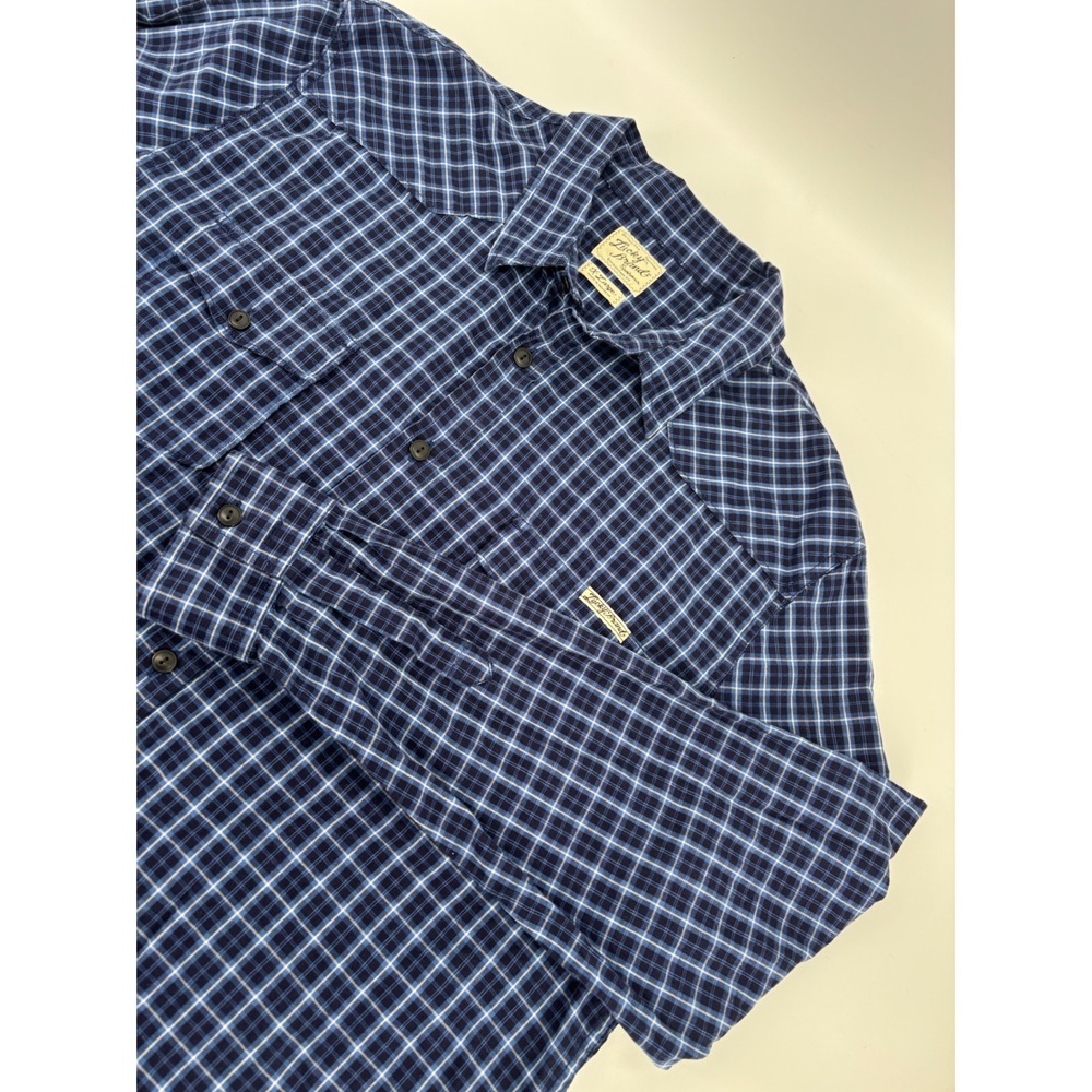Lucky Brand Mens Blue Plaid Western Long Sleeve Button Up Shirt XL
